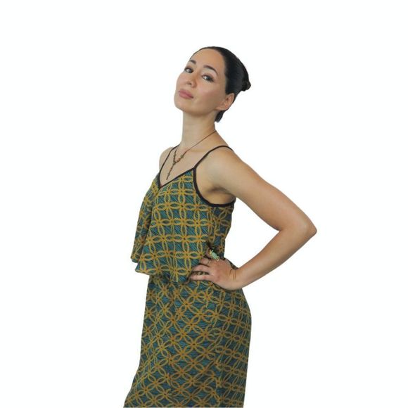 *Reposh* EUC Elegant Green and Yellow Maxi Dress - Picture 8 of 11